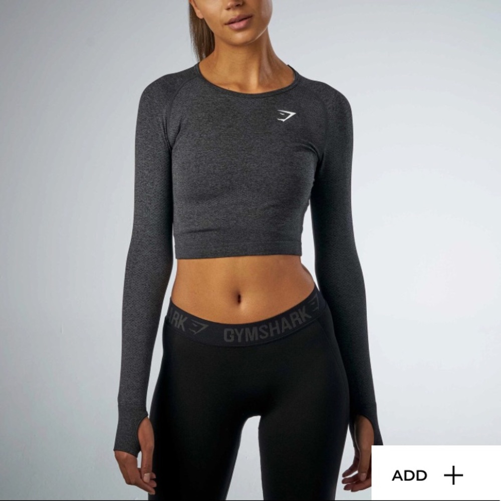Gymshark seamless crop long sleeve marled black SM