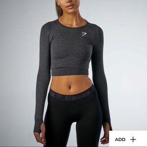 Gymshark seamless crop long sleeve marled black SM