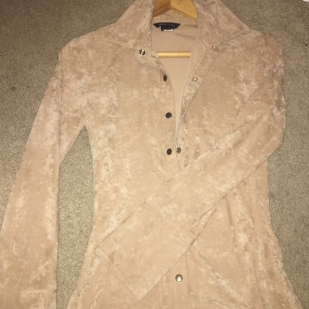 Moda international suede 70's button up shirt