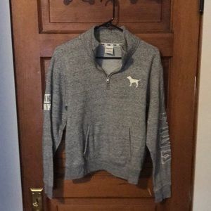 PINK gray quarter zip pullover