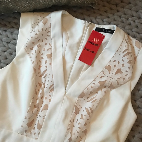 {Ark & Co} NWT Lasercut Lace Ivory Cocktail Dress - Picture 4 of 8