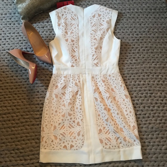{Ark & Co} NWT Lasercut Lace Ivory Cocktail Dress - Picture 5 of 8