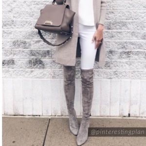 Taupe Over the Knee Suede Leather Boots