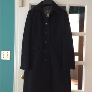 J Crew Stadium Cloth Black Wool Coat