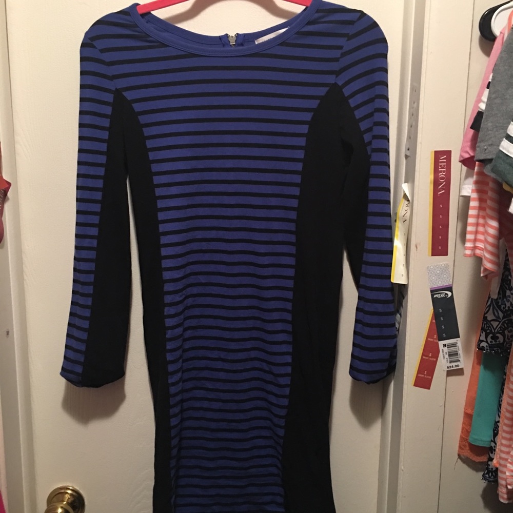 Purple and black striped dress