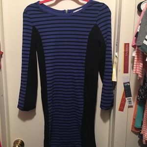 Purple and black striped dress