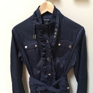 Beautiful navy blue jacket with gold hardware.