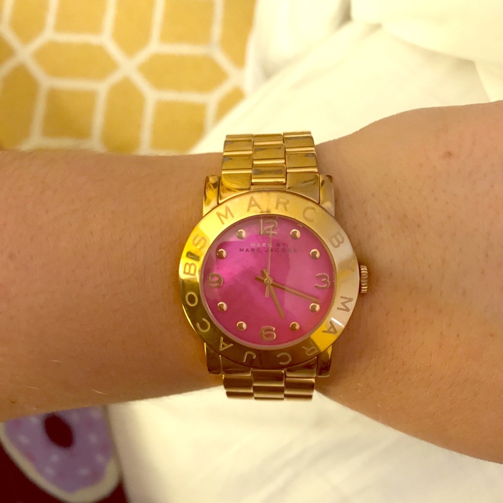 Marc Jacobs Rose Gold Watch with Pink Face