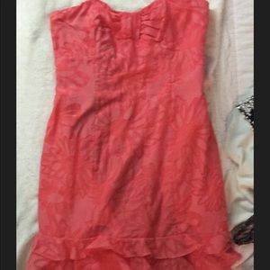 Coral sweetheart neckline ruffle dress
