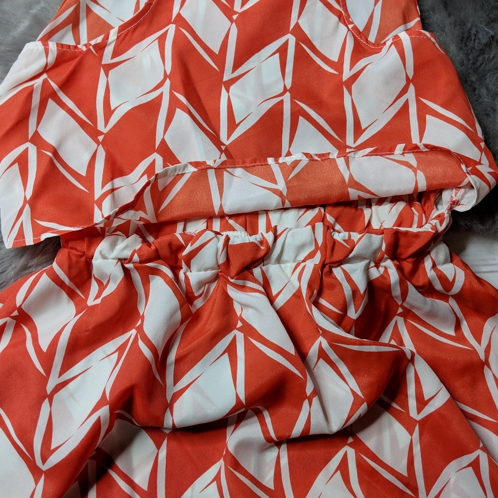 ❤️PEPPERMINT Orange geo print open back dress 0339 - Picture 6 of 7