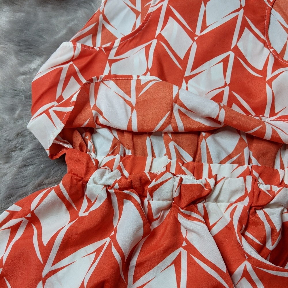 ❤️PEPPERMINT Orange geo print open back dress 0339 - Picture 7 of 7