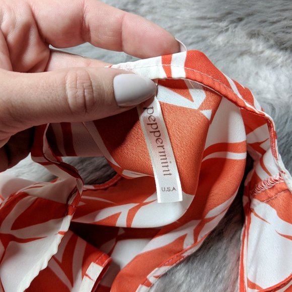 ❤️PEPPERMINT Orange geo print open back dress 0339 - Picture 5 of 7