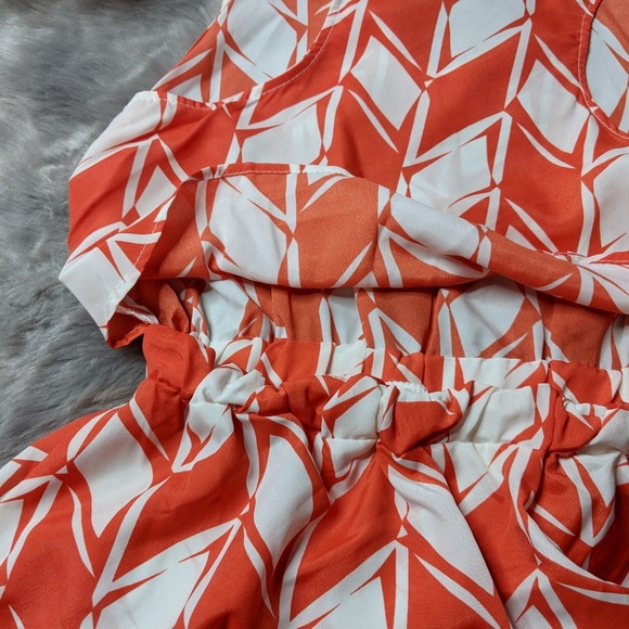 ❤️PEPPERMINT Orange geo print open back dress 0339 - Picture 7 of 7