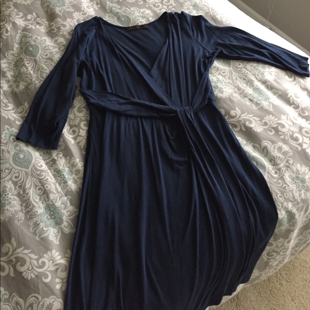 Faux Wrap dress, soft navy/blue color.