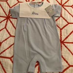 Kissy Kissy Boys Smocked Romper Train 12-18