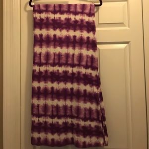Purple tie dye full length maxi skirt