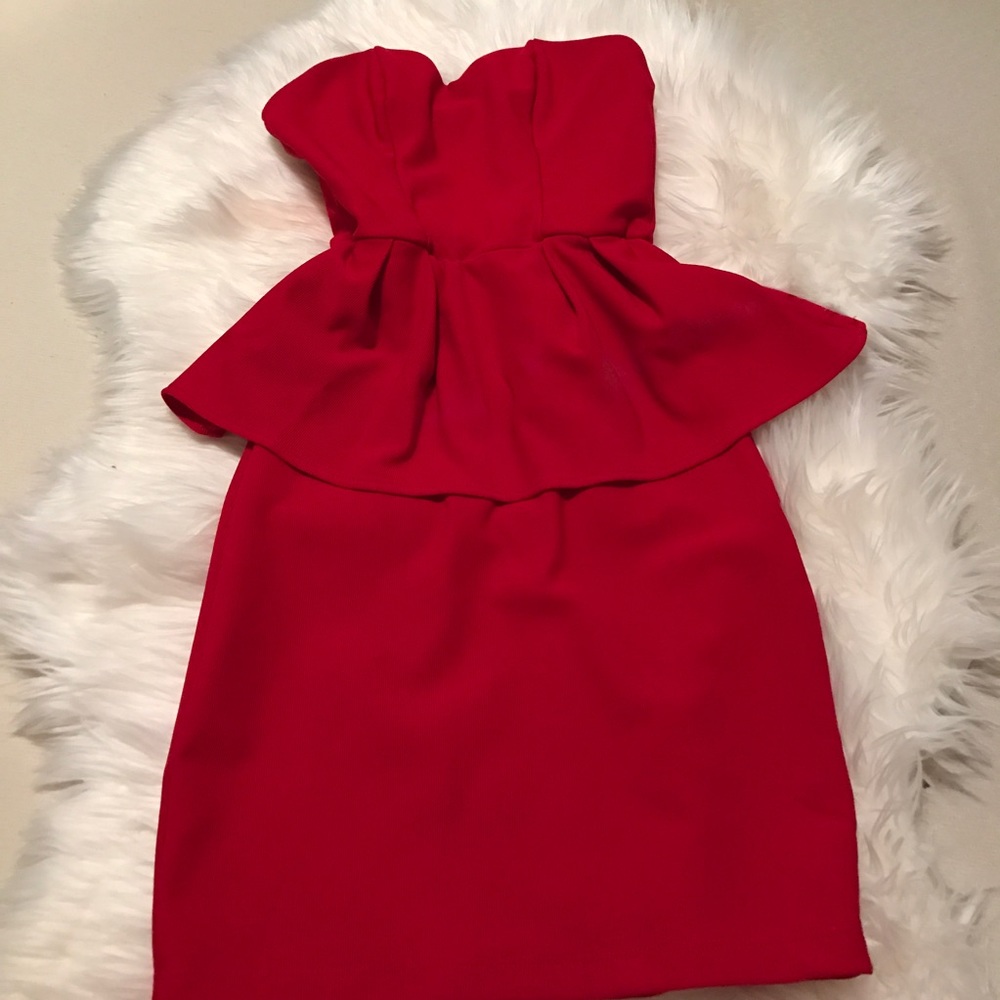 Red peplum dress
