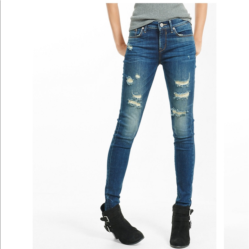 Express mid rise distressed stretch jean legging