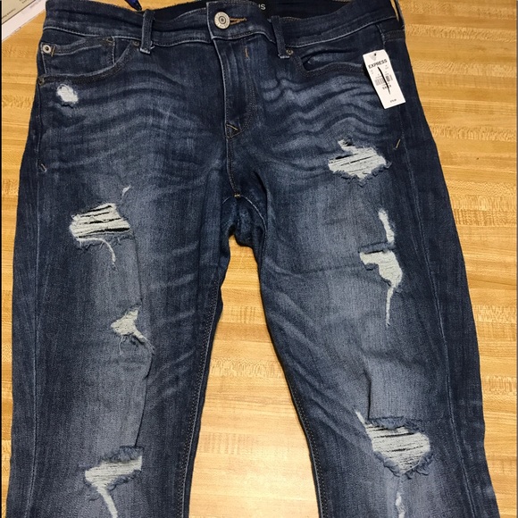 Express mid rise distressed stretch jean legging - Picture 3 of 4