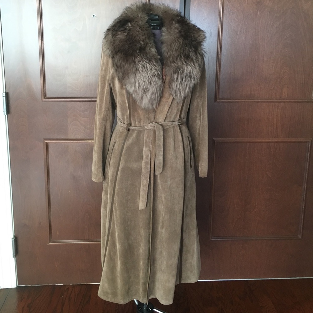 Suede maxi coat