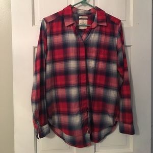 Red plaid flannel AE button-up