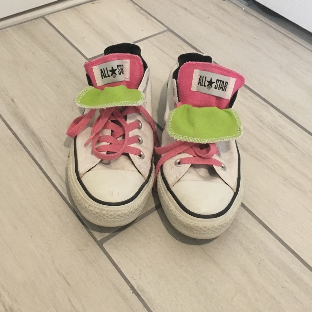Converse, white pink lime green