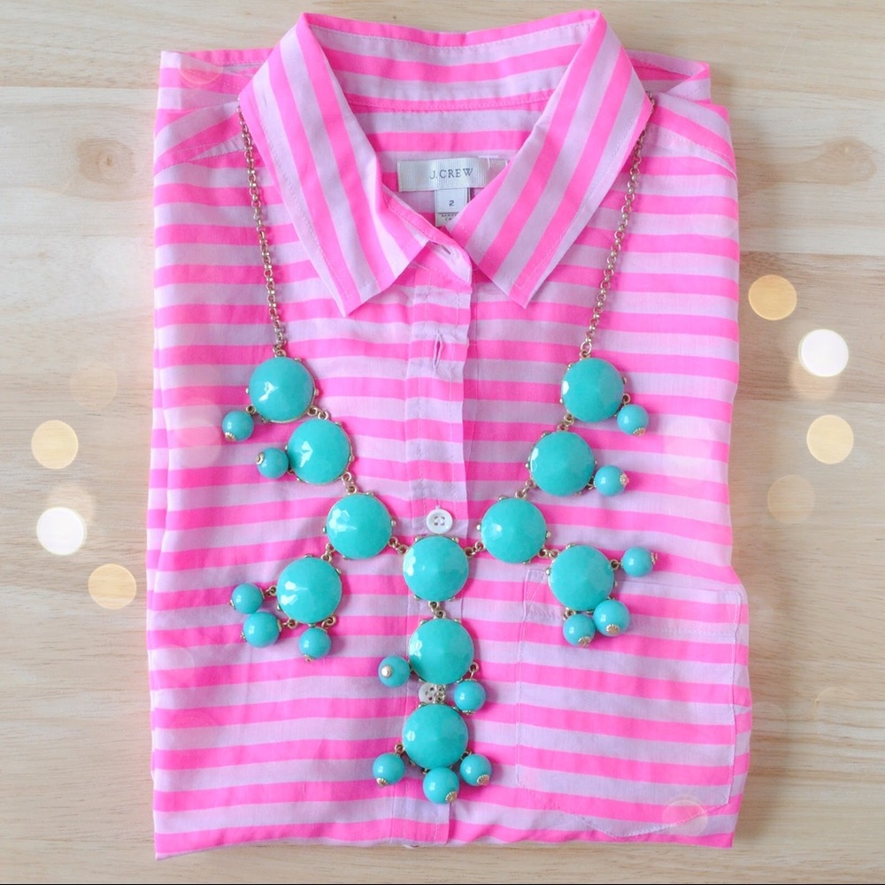 JCrew Pink Stripe Popover Size 10
