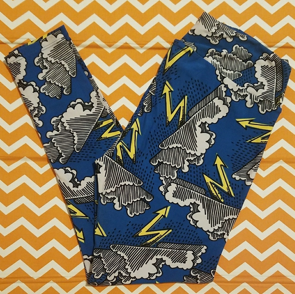 Blue Storm Lightning Lularoe TC Leggings
