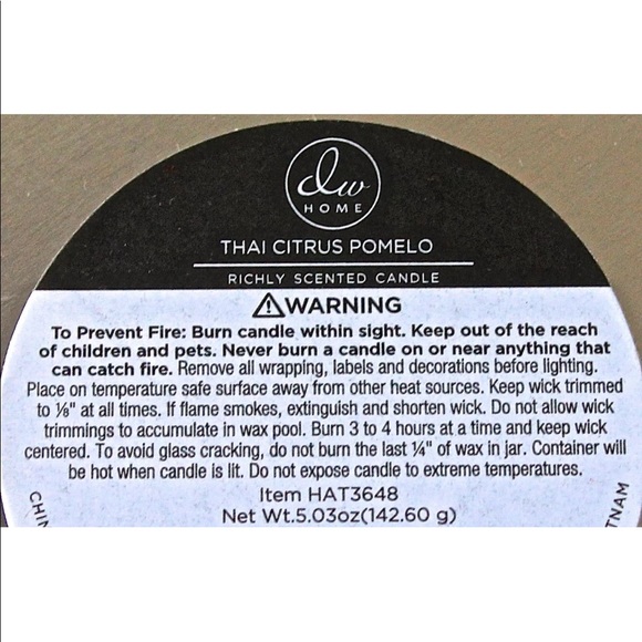 DW HOME CANDLE THAI POMELO CITRUS 1 WICK SOY WAX NEW - Picture 3 of 3