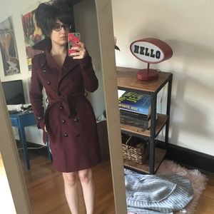 burgundy burberry coat