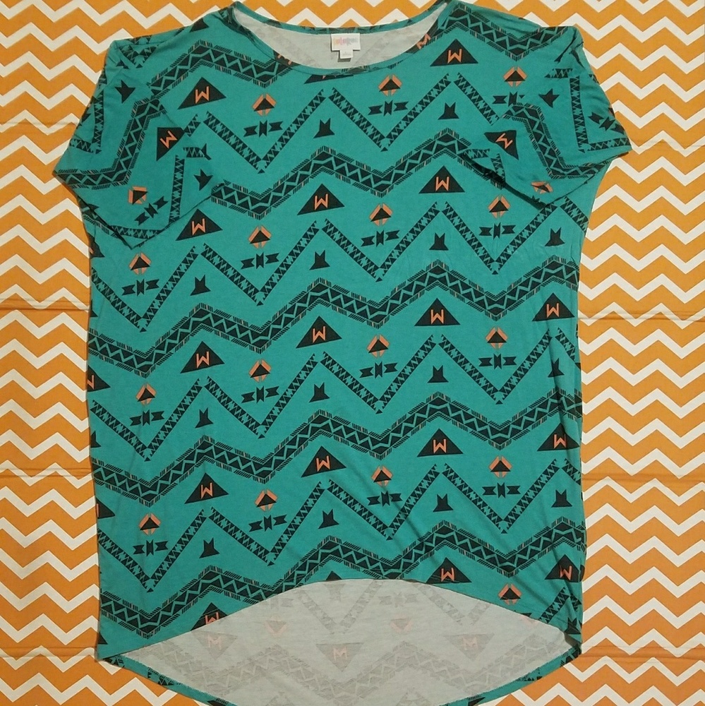 Teal/Coral Tribal Slinky Material Lularoe Irma