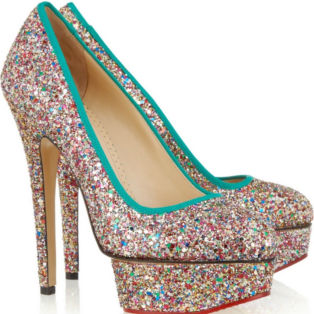 Charlotte Olympia Priscilla Glitter Platform Pump - Picture 1 of 3