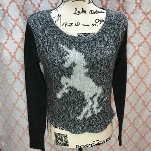 Cropped Unicorn Sweater. Size Medium