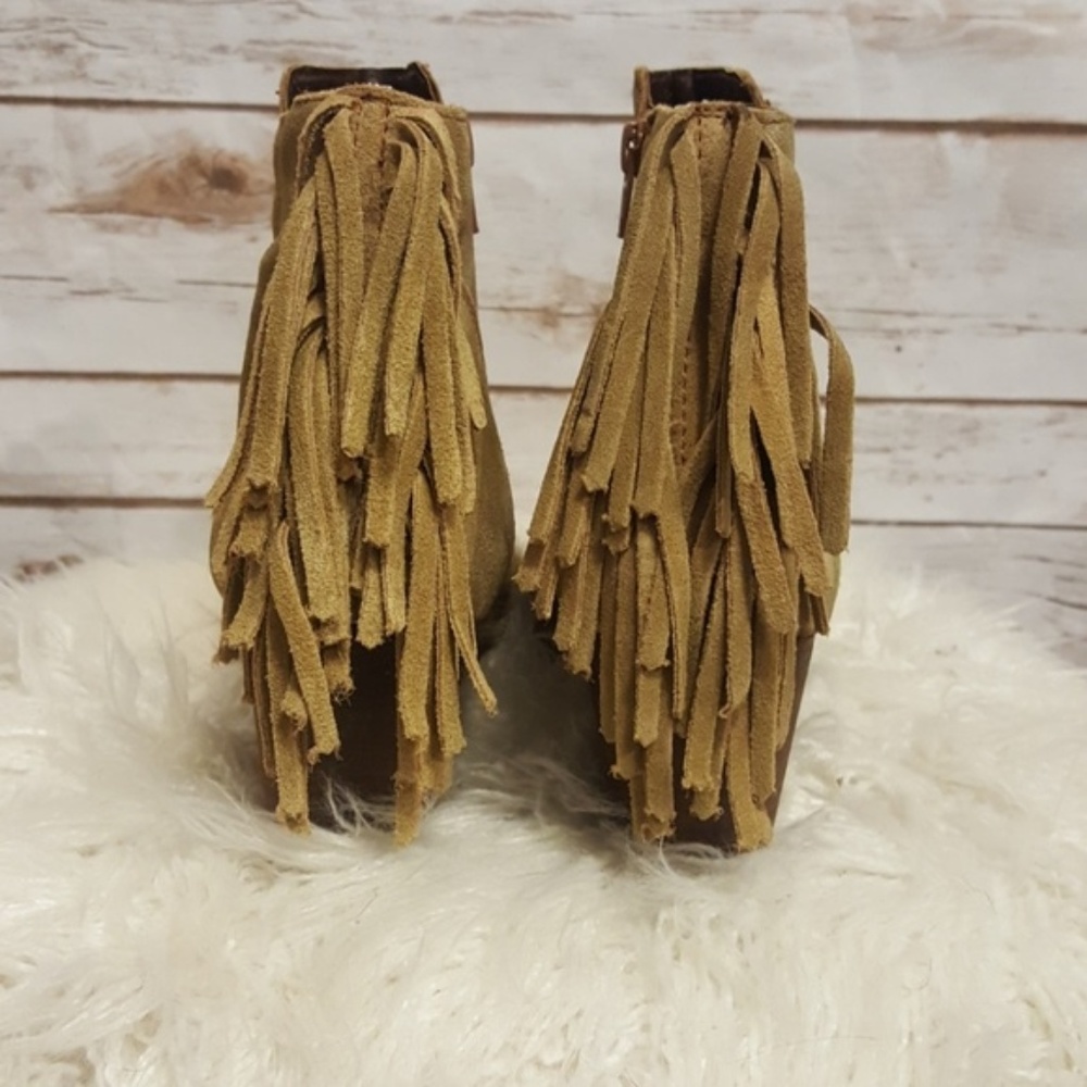 "Espana" leather booties w/ fringe detail - Picture 6 of 8