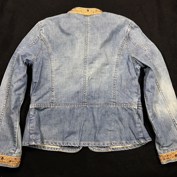 Liz Claiborne Large Jean Jacket w/ beaded collar - Picture 5 of 6