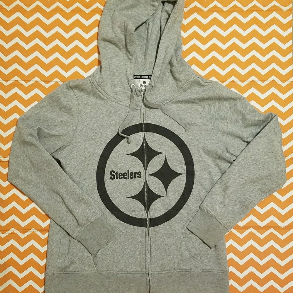 VS PINK Grey Steelers Zip-Up Hoodie
