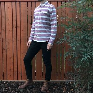 Men’s Striped Button Down Shirt: Bridge & Burn