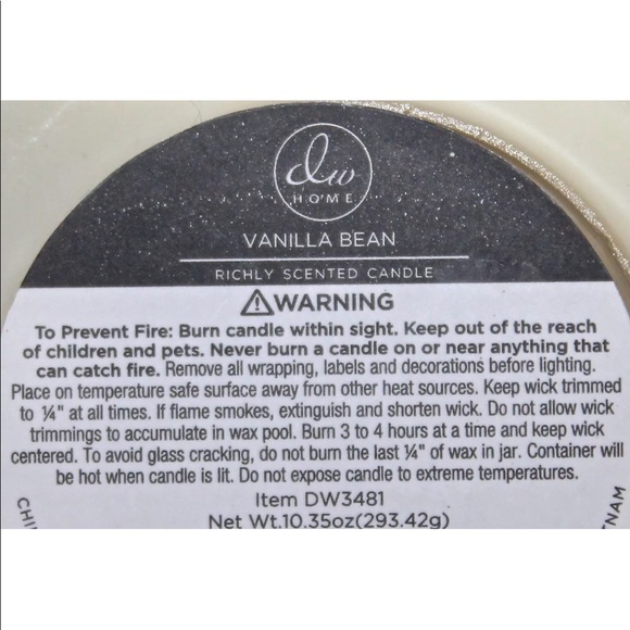 DW HOME CANDLE VANILLA BEAN 1 WICK SOY WAX CANDLE NEW - Picture 3 of 3