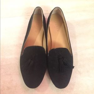 J Crew Black Suede Smoking Slippers