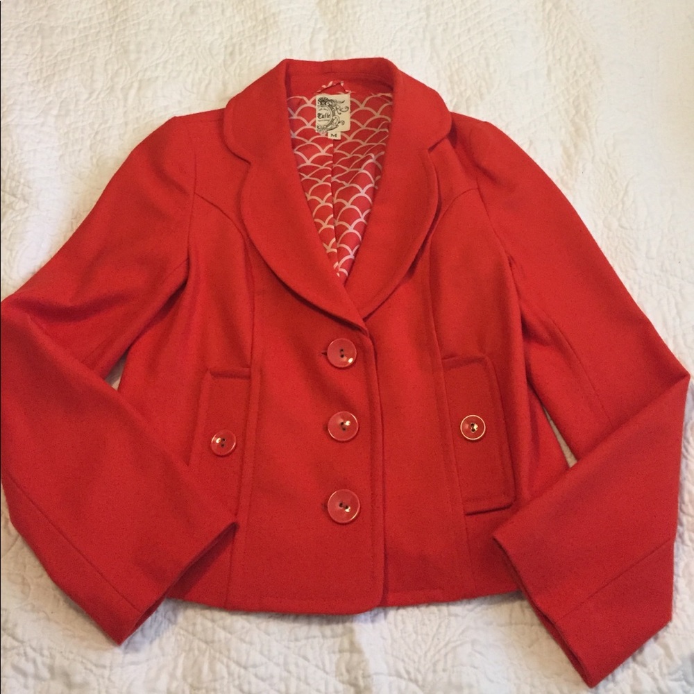 Tulle | orange cropped pea coat