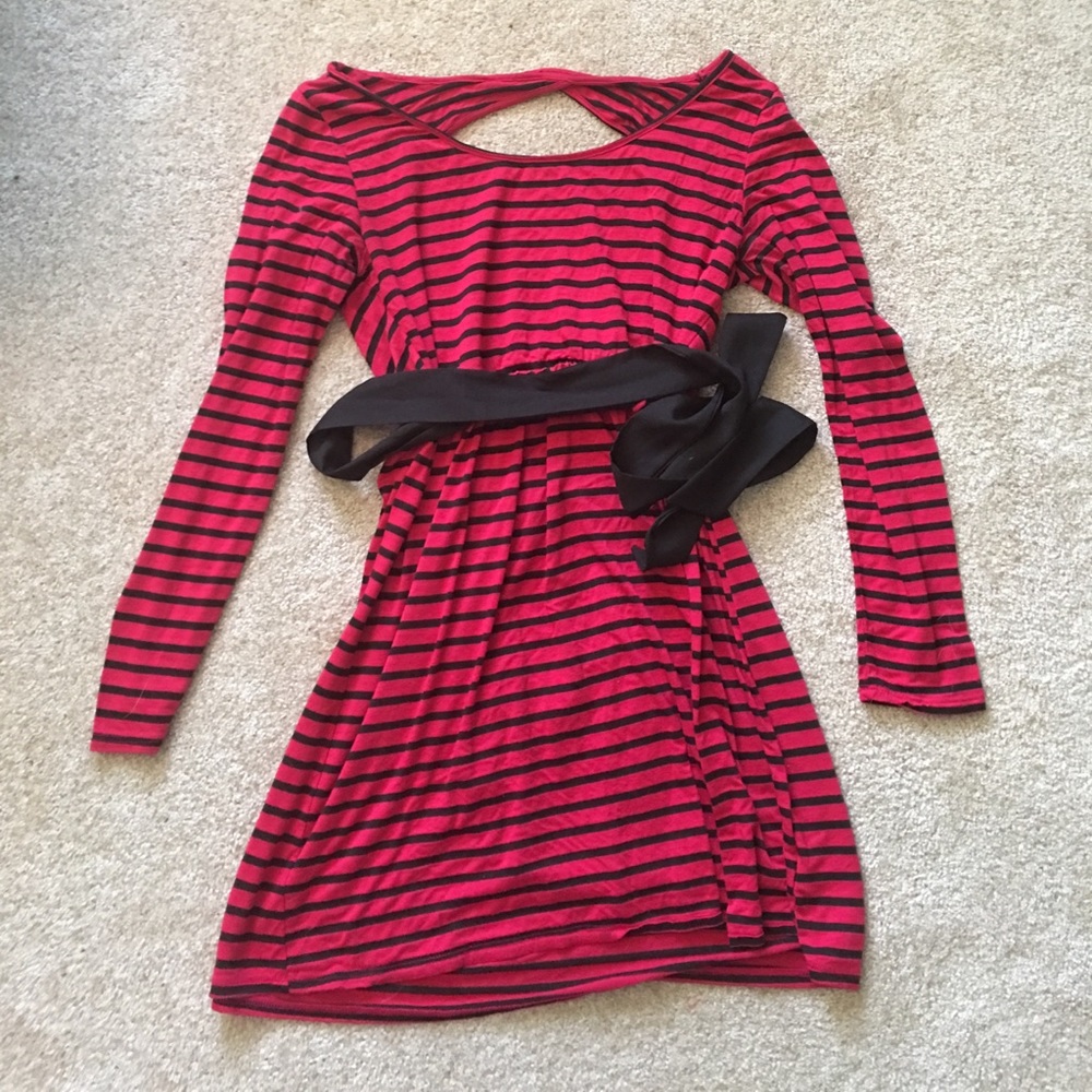 Everly Striped Open-Back Dress