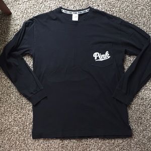 VS Pink- Black long sleeve pocket tee