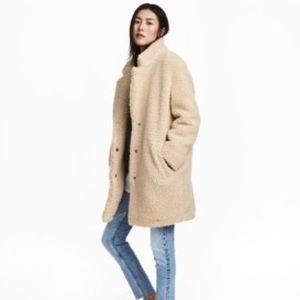 H&M SHORT PILE COAT - BEIGE