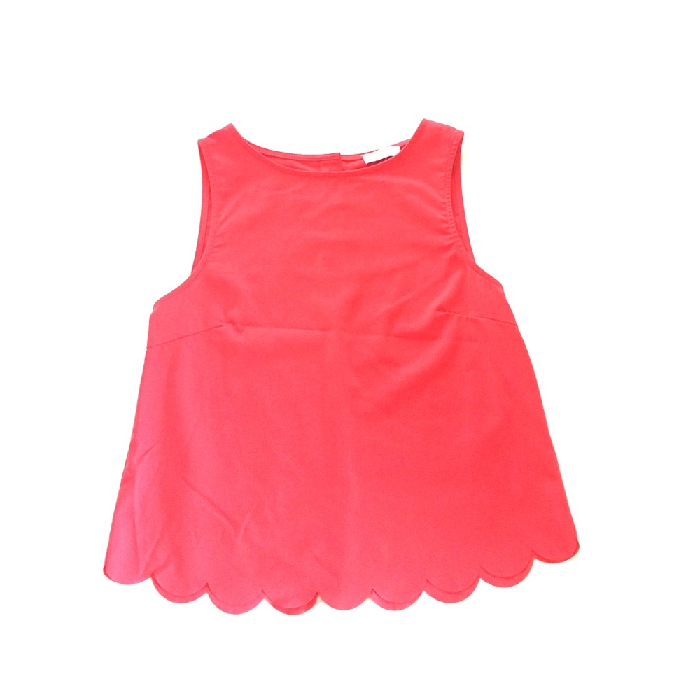 Red scalloped Crop Top