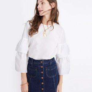 Madewell Poplin tiered-sleeve top