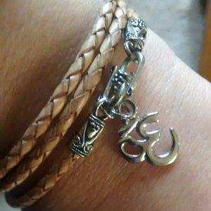 Om Namaste Aum Leather Wrap Bracelet