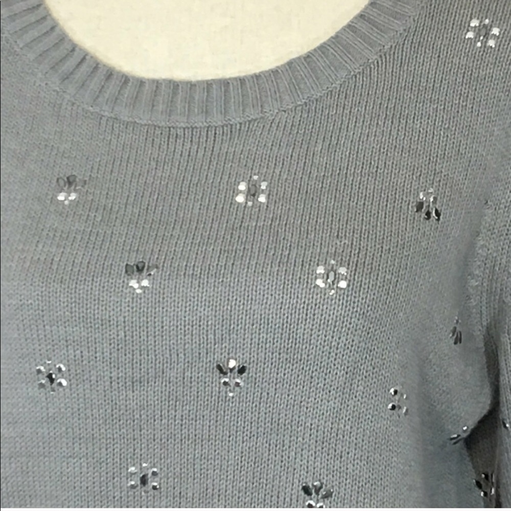 Maison Jules Gray Embellished Long Sleeve Sweater - Picture 3 of 8