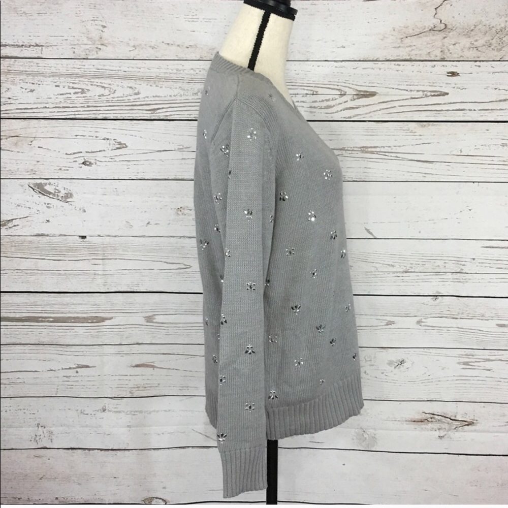 Maison Jules Gray Embellished Long Sleeve Sweater - Picture 4 of 8