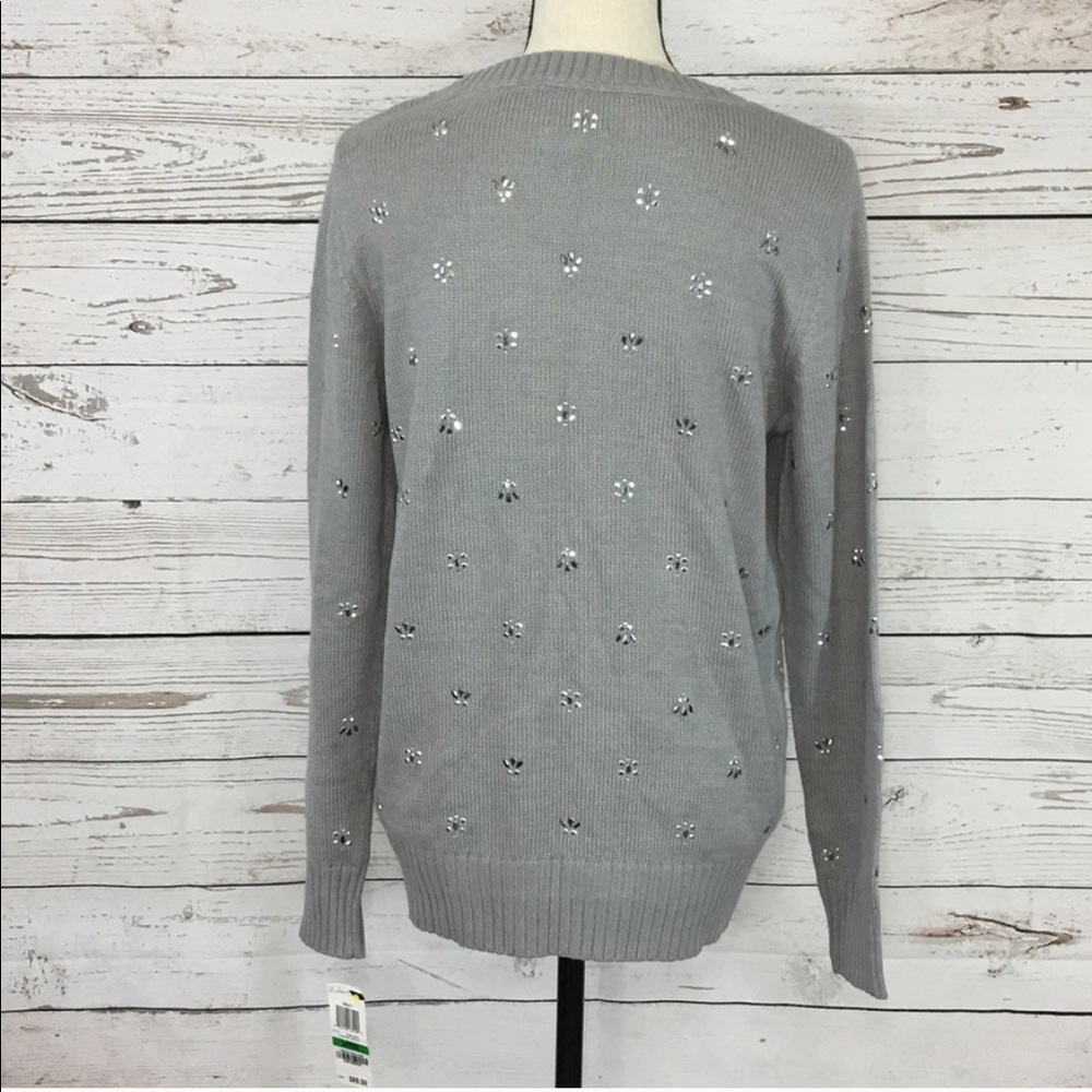 Maison Jules Gray Embellished Long Sleeve Sweater - Picture 5 of 8