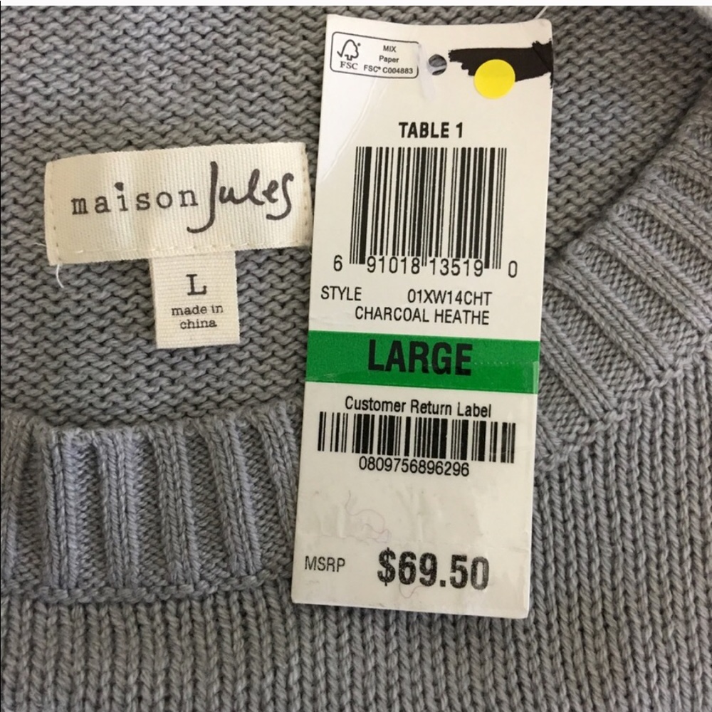 Maison Jules Gray Embellished Long Sleeve Sweater - Picture 8 of 8